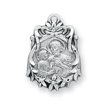 13/16-inch Sterling Silver Saint Joseph Medal with 18-inch Chain