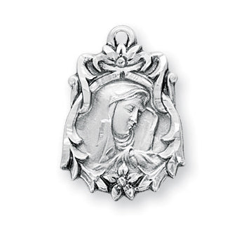 13/16-inch Sterling Silver Our Lady of Sorrows Medal with an 18-inch Chain