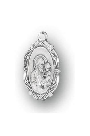 7/8-inch Sterling Silver Saint Joseph Medal with 18-inch Chain