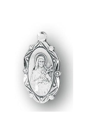 7/8-inch Sterling Silver Saint Therese Medal with 18-inch Chain