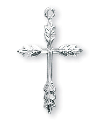 1 1/8-inch Sterling Silver Wheat Cross with 18-inch Chain