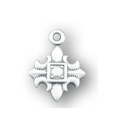 5/8-inch Sterling Silver Fleur de lis Cross with 18-inch Chain