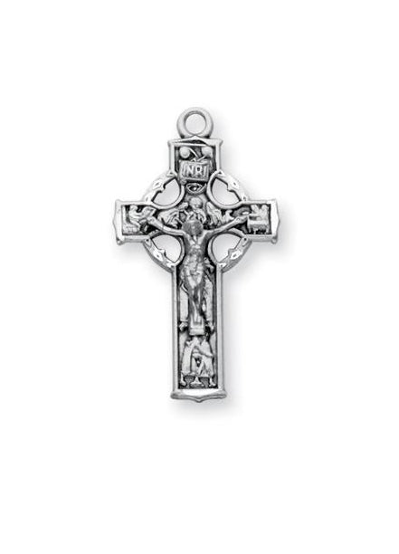 1 1/8-inch Sterling Silver Celtic Crucifix with 18-inch Chain