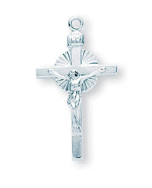 1 1/8-inch Sterling Silver Crucifix with 18-inch Chain