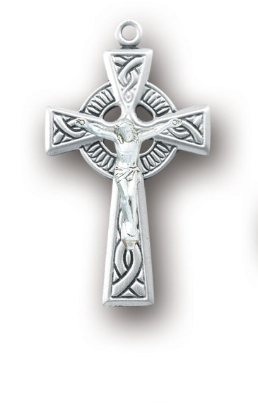1 1/4-inch Sterling Silver Celtic Crucifix with 20-inch Chain
