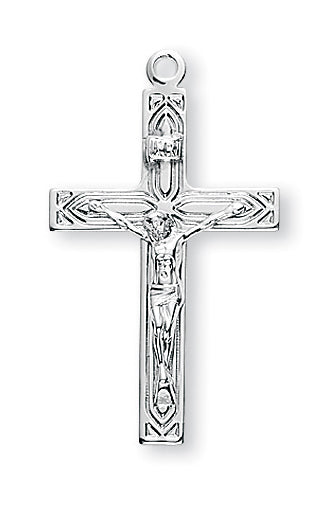 1 1/4-inch Sterling Silver Crucifix with 20-inch Chain