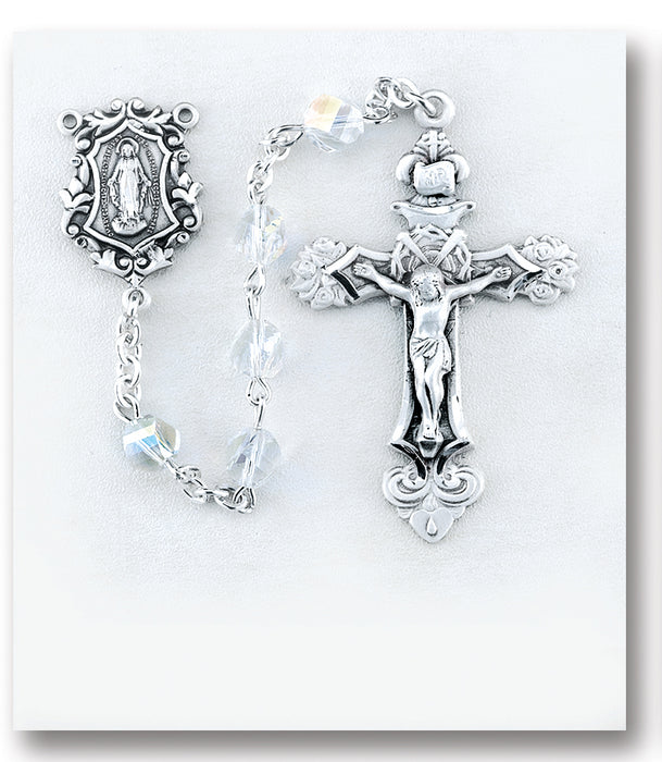Aurora Helix Crystal Sterling Rosary - Engravable