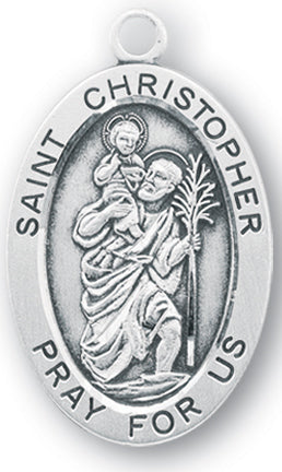 Sterling Silver Oval Shaped Saint Christopher Medal