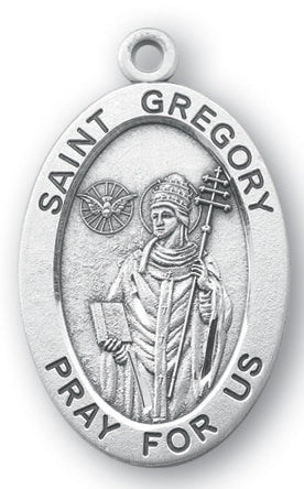 Sterling Silver Oval Shaped Saint Gregory Medal