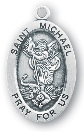Sterling Silver Oval Shaped Saint Michael Medal