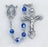 6mm Round Sapphire Swarovski Crystal Sterling Rosary - Engravable