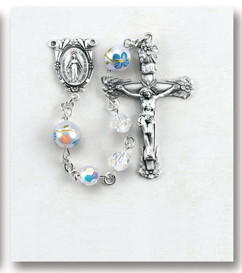 Crystal Swarovski Sterling Rosary - Engravable
