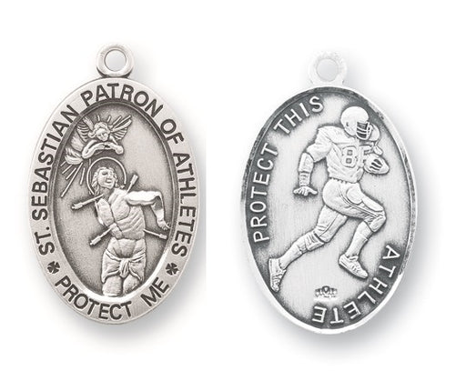Sterling Silver Saint Sebastian Football Athlete Medal