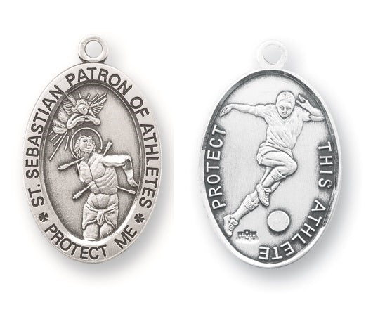 Sterling Silver Saint Sebastian Soccer Athlete Medal