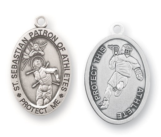 Sterling Silver Saint Sebastian Lacrosse Athlete Medal