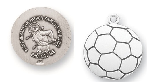 Sterling Silver Saint Sebastian Soccer Athlete Medal
