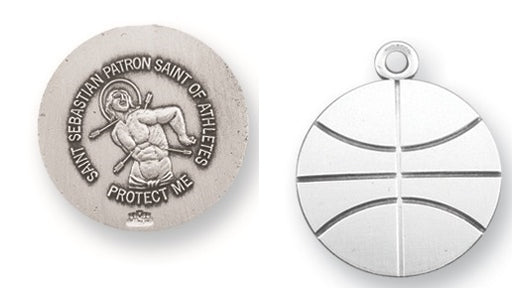 Sterling Silver Saint Sebastian Basketball Athlete Medal