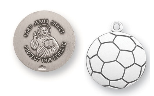 Sterling Silver Christ Soccer Athlete Medal
