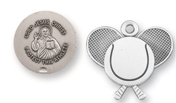 Sterling Silver Christ Tennis Athlete Medal