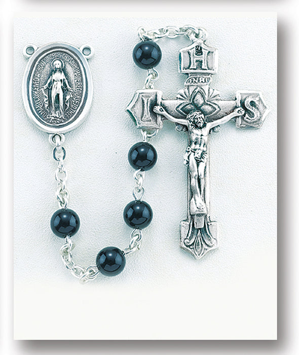 Genuine Onyx Sterling Rosary - Engravable