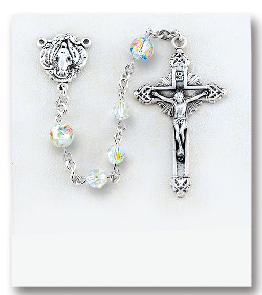 Crystal Swarovski and Murano Glass Sterling Rosary - Engravable