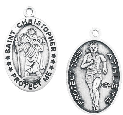 Sterling Silver Saint Christopher Track Athlete Medal