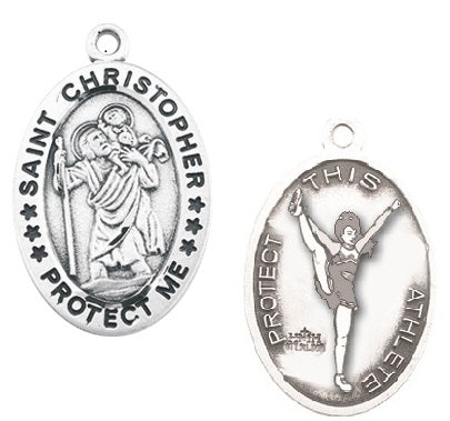 Sterling Silver Saint Christopher Cheer Athlete Medal