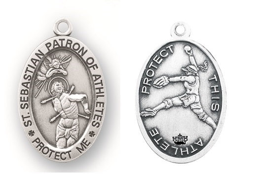 Sterling Silver Saint Sebastian Softball Athlete Medal