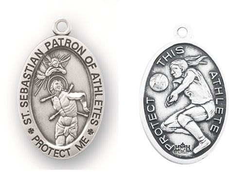 Sterling Silver Saint Sebastian Volleyball Athlete Medal