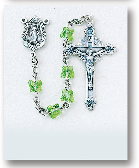 Peridot Swarovski Crystal Sterling Rosary Beads - Engravable