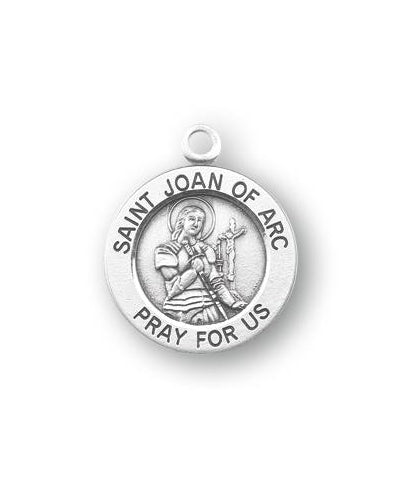 Sterling Silver Round Shaped Saint Joan of Arc Medal