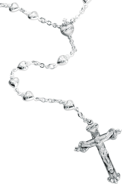 Sterling Silver Sacred Heart Rosary - Engravable