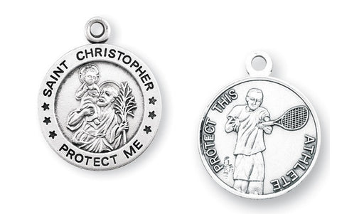Sterling Silver Saint Christopher Tennis Athlete Medal