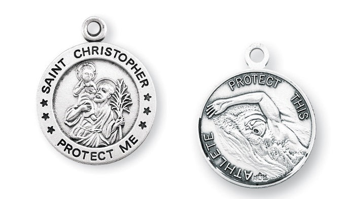 Sterling Silver Saint Christopher Swimming Athlete Medal