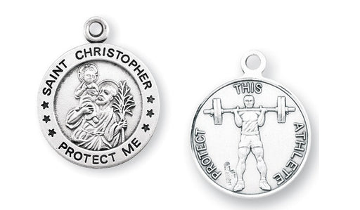 Sterling Silver Saint Christopher Weight Lifting Athlete Medal