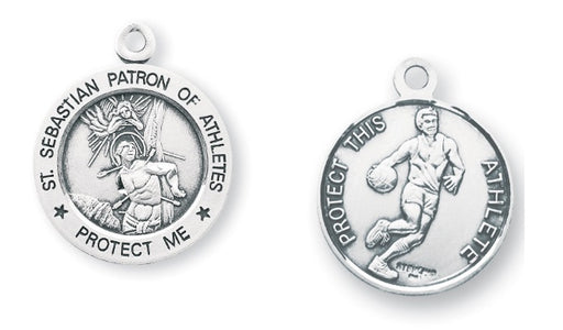 Sterling Silver Saint Sebastian Basketball Athlete Medal