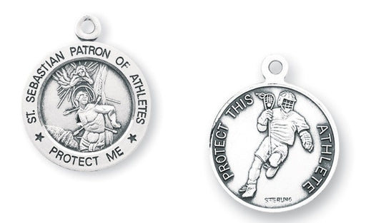 Sterling Silver Saint Sebastian Lacrosse Athlete Medal