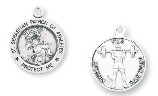 Sterling Silver Saint Sebastian Weight Lifting Athlete Medal
