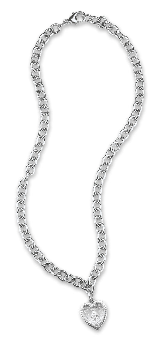 18-inch Sterling Silver Linked Miraculous Medal Necklace