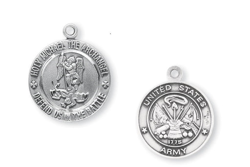 Sterling Silver Army Medal with Saint Michael on Reverse Side