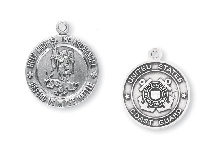 Sterling Silver Coast Guard Medal with Saint Michael on Reverse Side