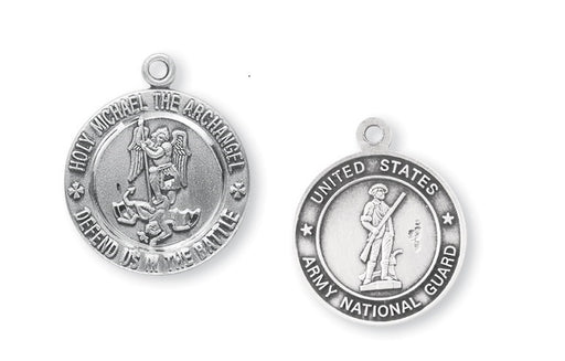 Sterling Silver Army National Guard Medal with Saint Michael on Reverse Side