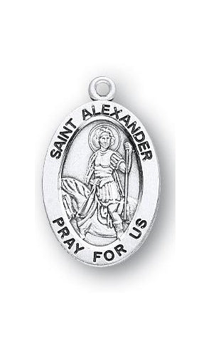Sterling Silver Oval Shaped Saint Alexander Medal