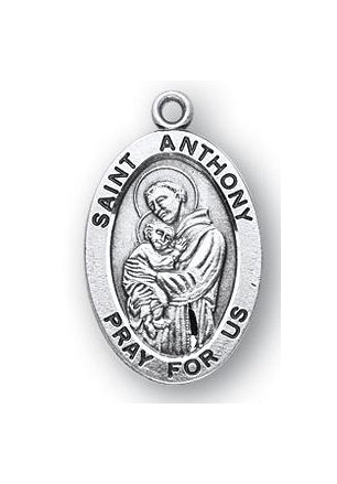 Sterling Silver Oval Shaped Saint Anthony Medal