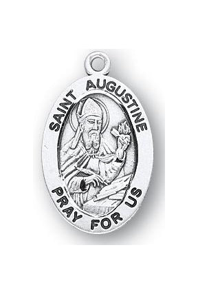 Sterling Silver Oval Shaped Saint Augustine Medal