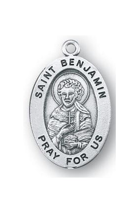 Sterling Silver Oval Shaped Saint Benjamin Medal