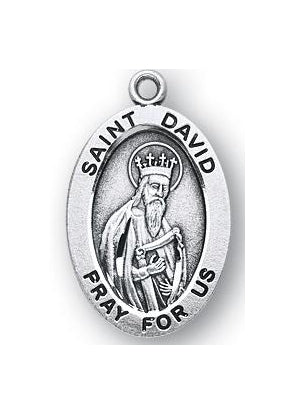 Sterling Silver Oval Shaped Saint David Medal