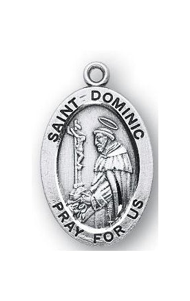 Sterling Silver Oval Shaped Saint Dominic Medal