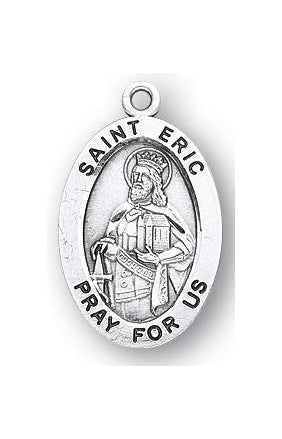 Sterling Silver Oval Shaped Saint Eric Medal