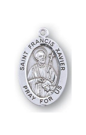 Sterling Silver Saint Francis Xavier Medal with 20-inch Chain and Box